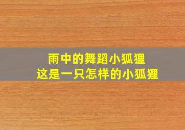 雨中的舞蹈小狐狸 这是一只怎样的小狐狸